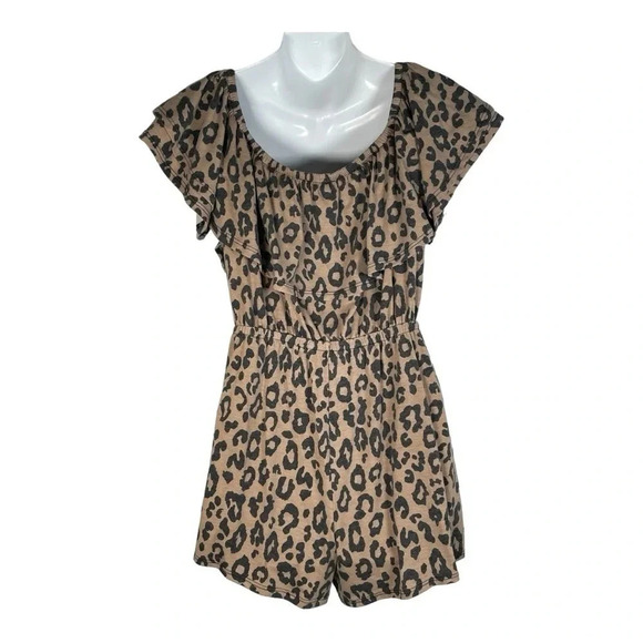 🖤 Sweet Lovely By Jen Boutique Animal Print Romper Medium - Picture 2 of 7